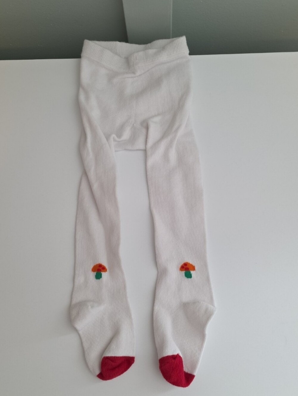 Little Bird Jools Oliver 6-9 White Tights w/ Toadstool Mushroom Mushrooms